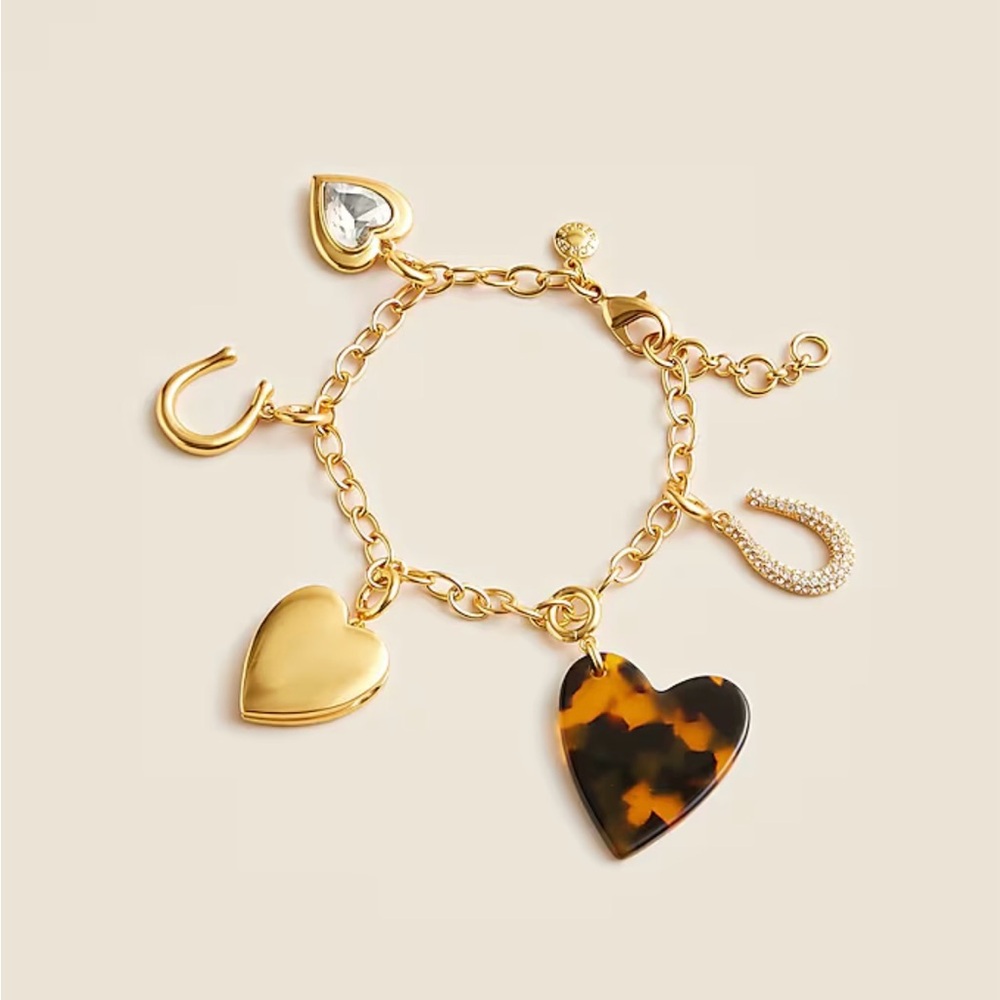 J. Crew Gold and Black heart Charm Bracelet. - Picture 3 of 5